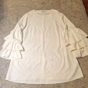 Chicwish Cream Layered Ruffle Sleeve Dress